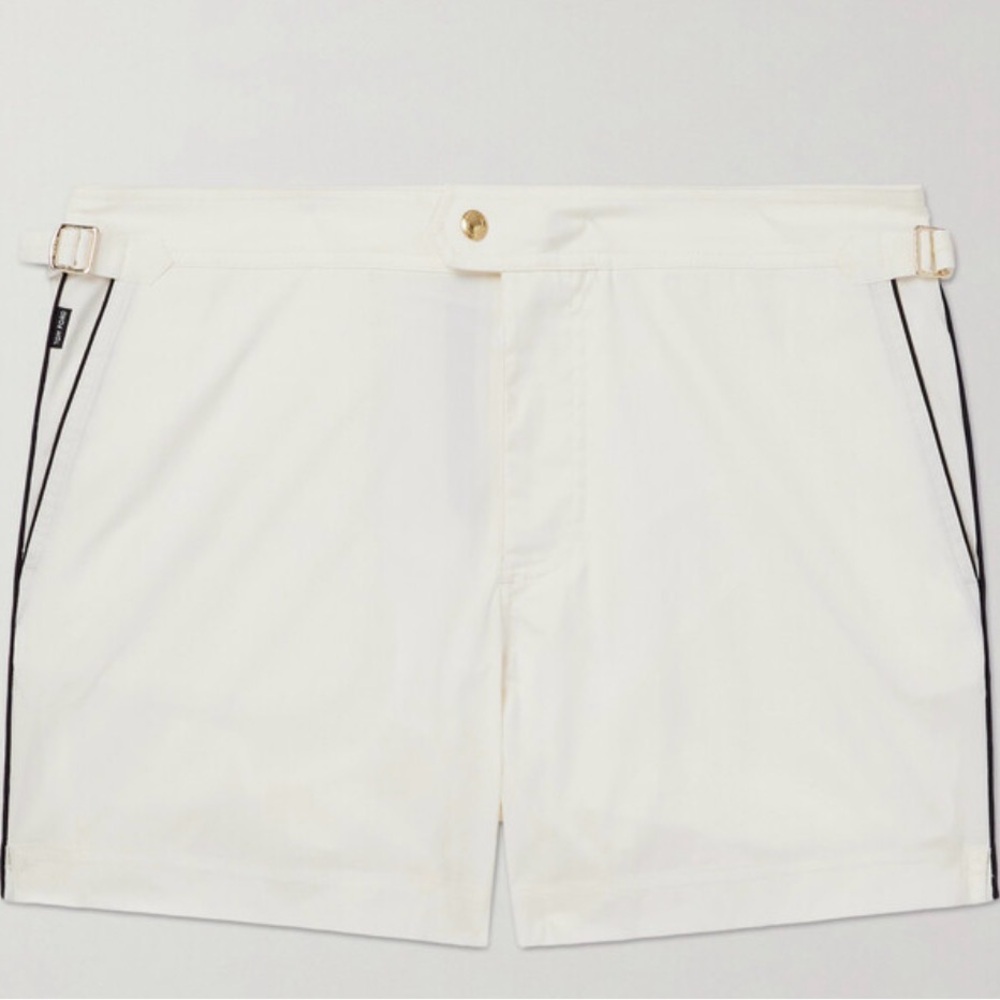 Tom Ford White Swim Trunks with Black Accents